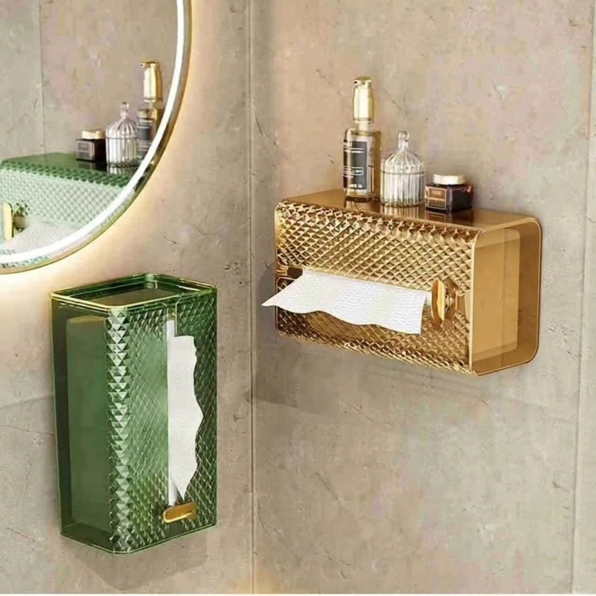 Wall Mounted Diamond Tissue Box Holder with Adhesive Sticker