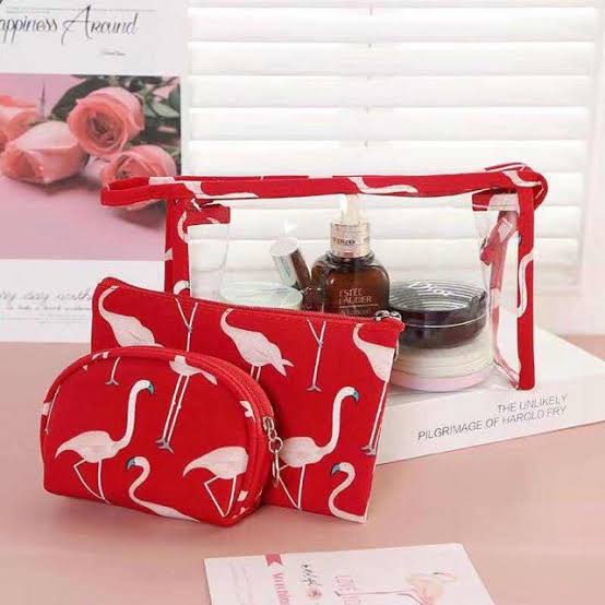 Flamingo Makeup Bag 3-in-1 Set