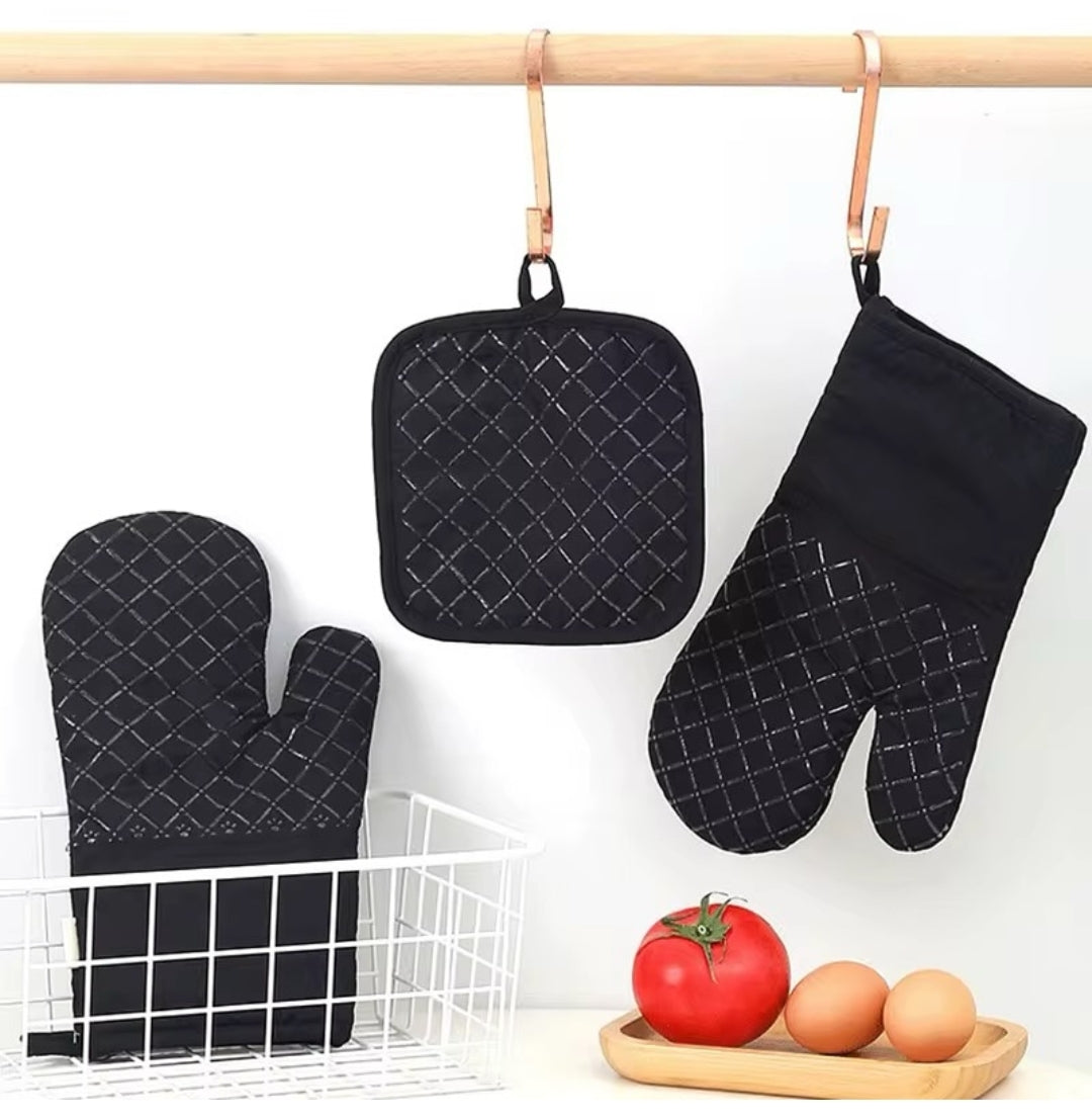 2pcs Oven Mitts & Pot Holder Set