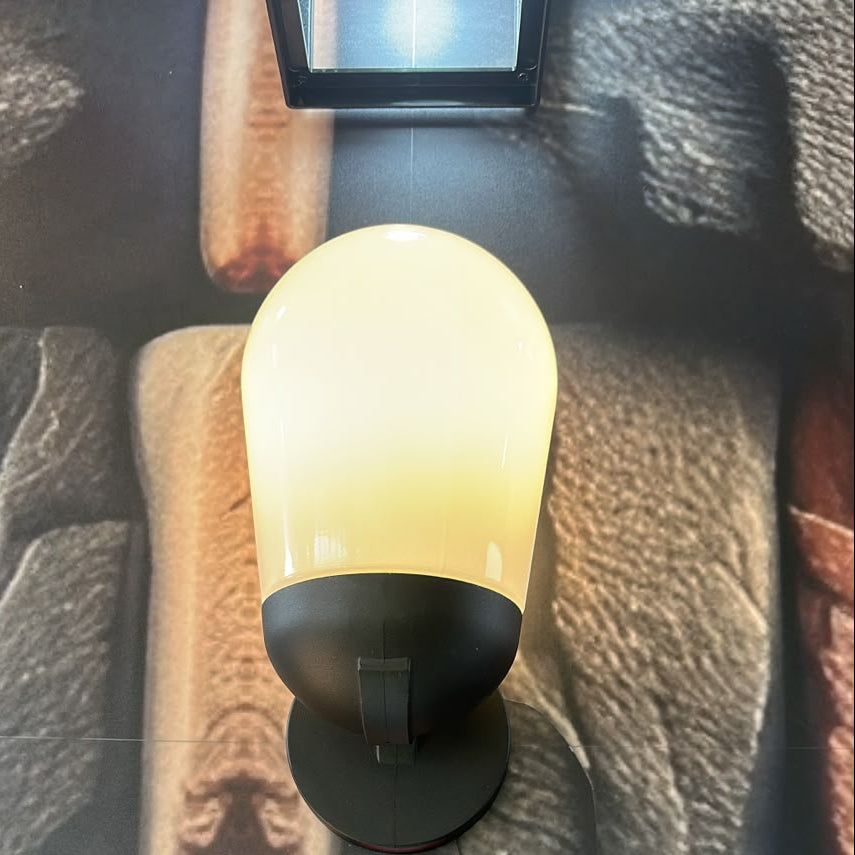 Vintage aluminium and glass E27 garden wall light for outdoor entrance, gate, and pathway lighting LL 505A-BK - Gemelli Collection