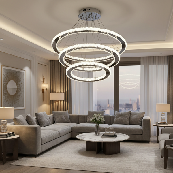 4-Ring Spiral Crystal Chandelier