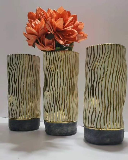 Ceramic Vase Golden Stripes