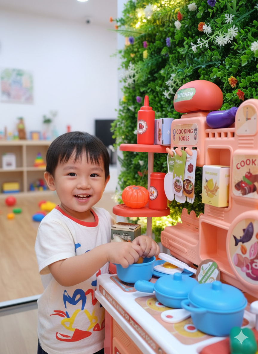 kids 46-piece kitchen play set with utensils and accessories

