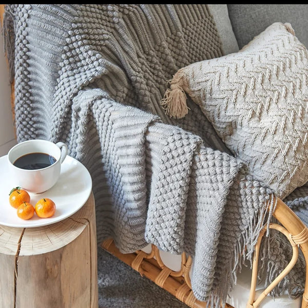 Acrylic Knitted Throw Blanket