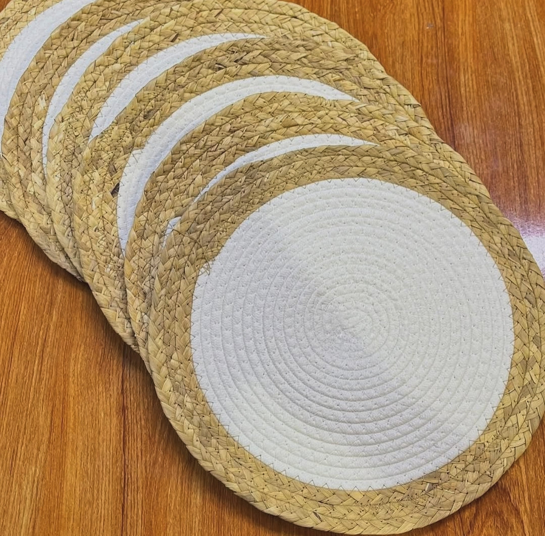 6 Piece Eco-Friendly Cotton Rope Woven Straw Mat Set