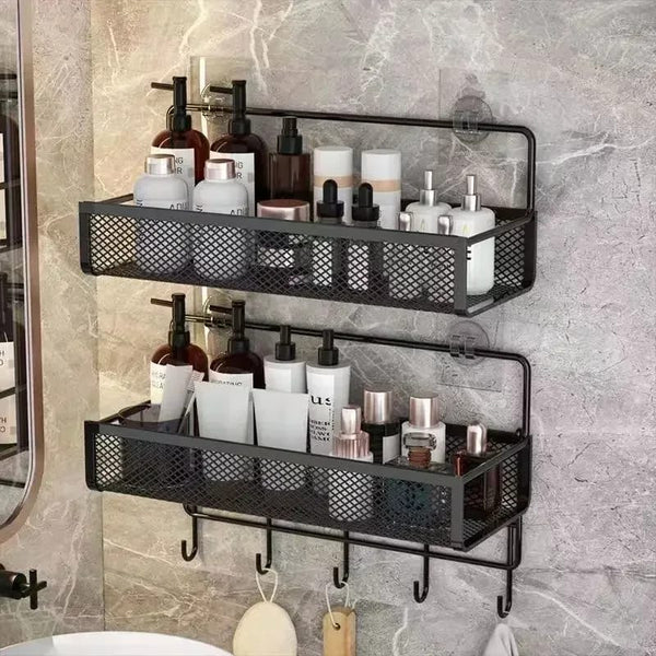 Gemelli Colllection portable hanging wall mounted storage rack no drill kitchen bathroom organizer onions garlic seasoning storage basket 2pcs set