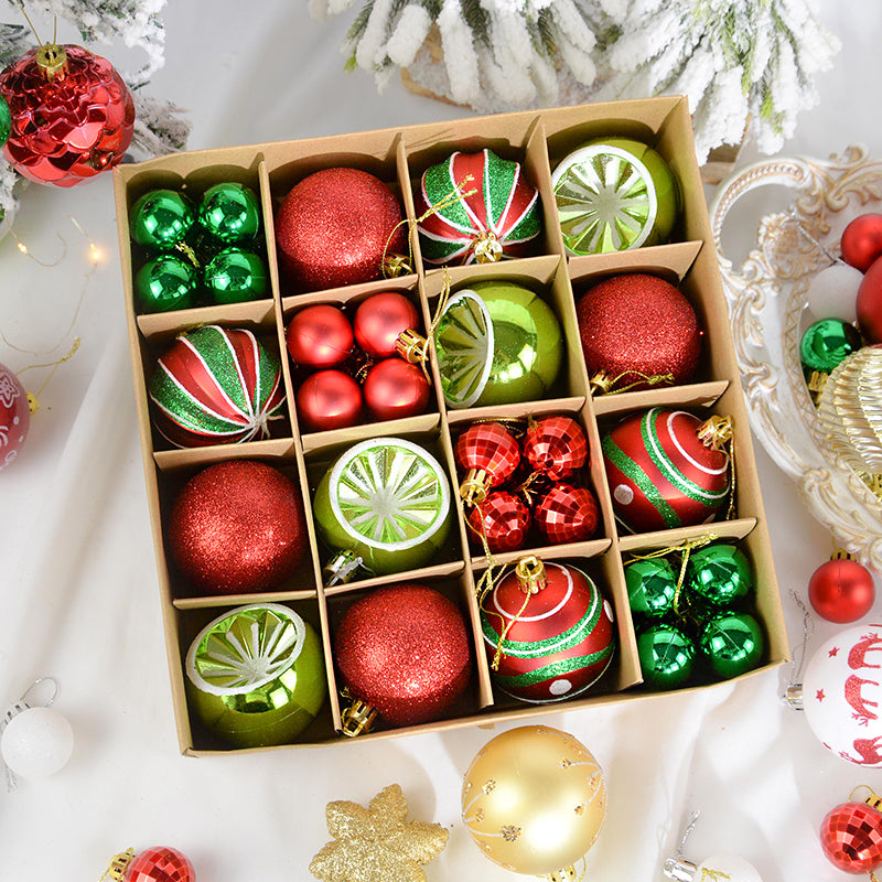 44pcs Christmas Tree Baubles Hanging Ornament,3cm and 6cm mixed.