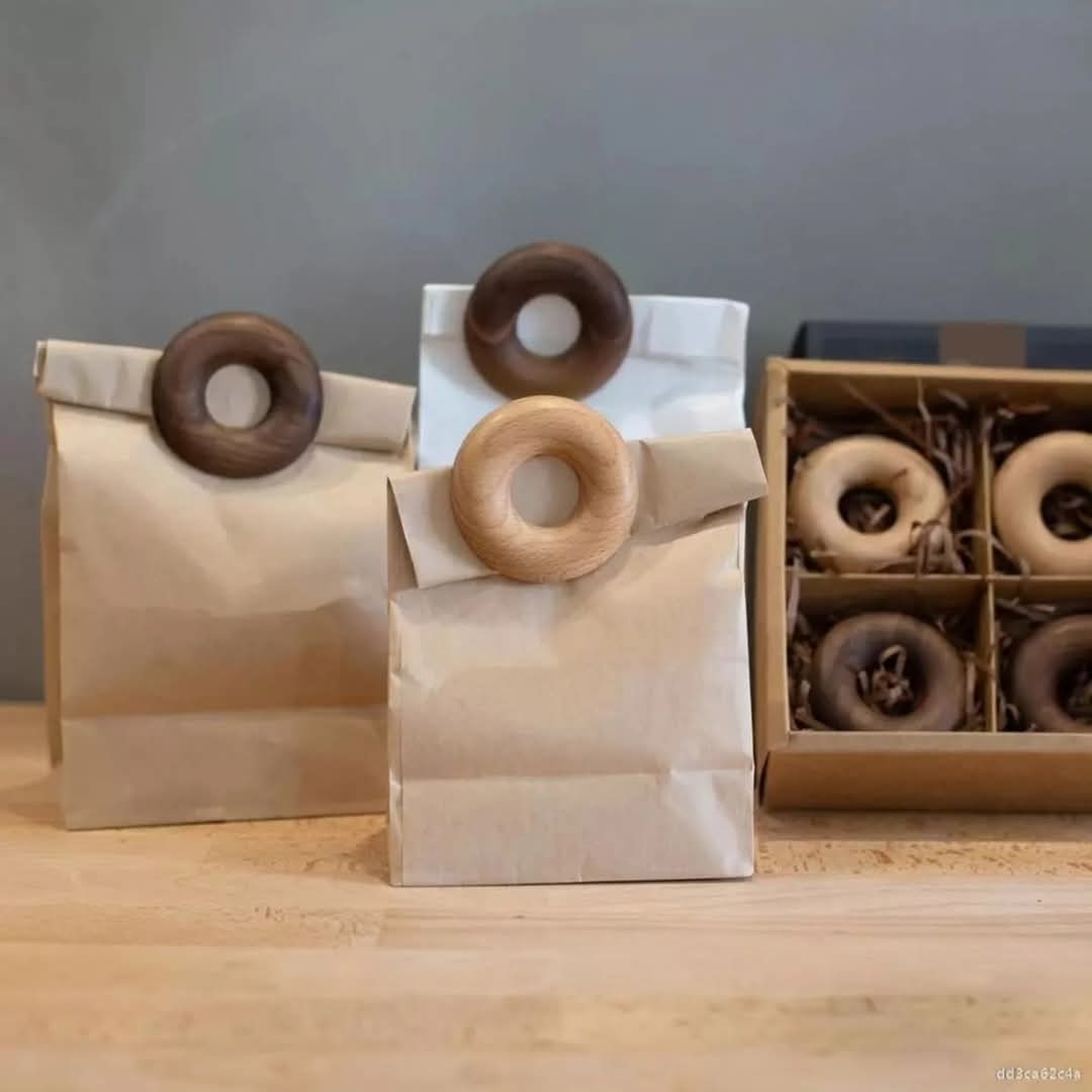 2Pcs Wooden Food Sealing Donut Sets