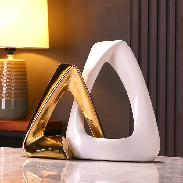 Creative interlocking ceramic decorative sculpture for modern home and office décor