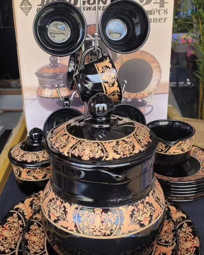 38 PC Black Dinner Set