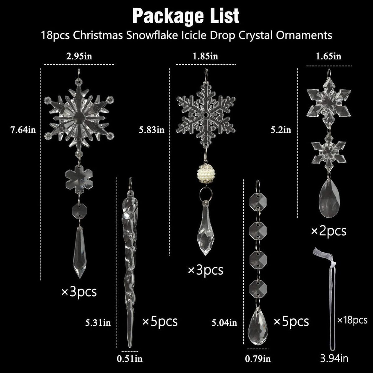 Transparent Christmas Tree Ornaments in Assorted Designs