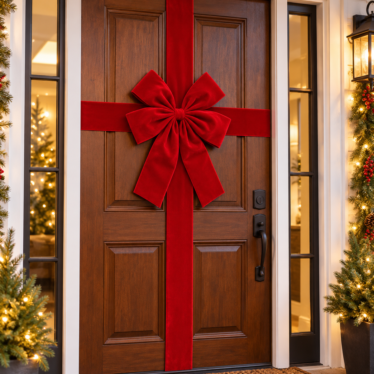 Large Red Christmas Door Hanging Bow Decoration