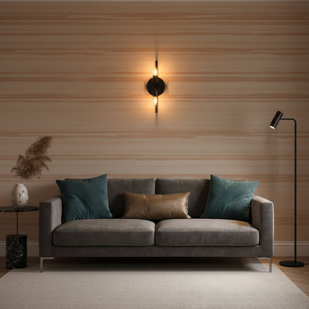 Black dual head wall lamp with iron body, modern indoor E27 lighting fixture with two bulbs