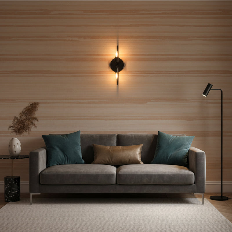 Black dual head wall lamp with iron body, modern indoor E27 lighting fixture with two bulbs
