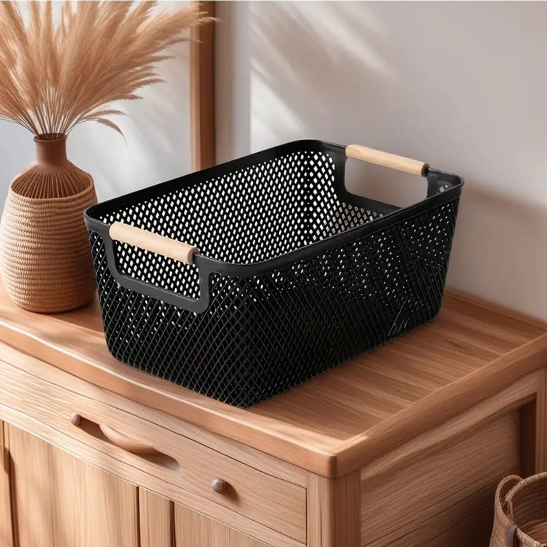 Storage Basket with Wooden Handles