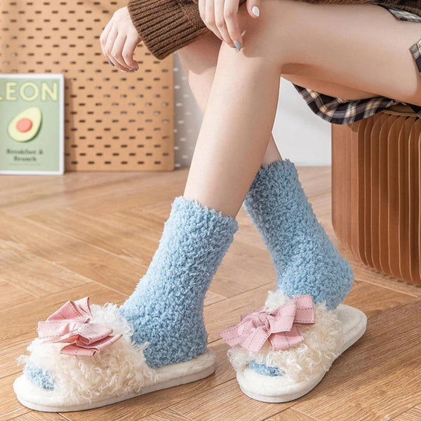 Socks, Winter Warm Fluffy Thick Coral Velvet Indoor Floor 