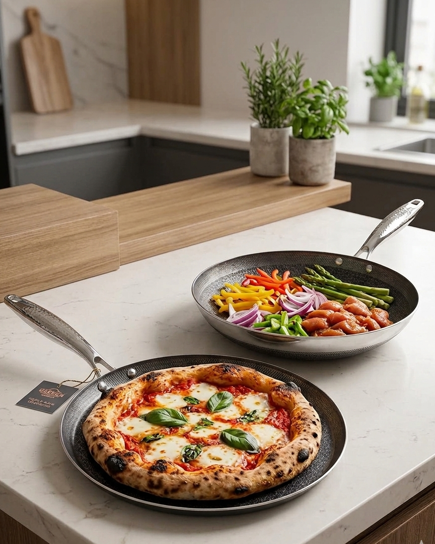 Flat Skillet Griddle Pan, Triple-Layer Stainless Steel Non-Stick Pan with Honeycomb Coating, Scratch-Resistant and Water-Resistant, Perfect for Pancakes, Chapati, Eggs, and Pizza