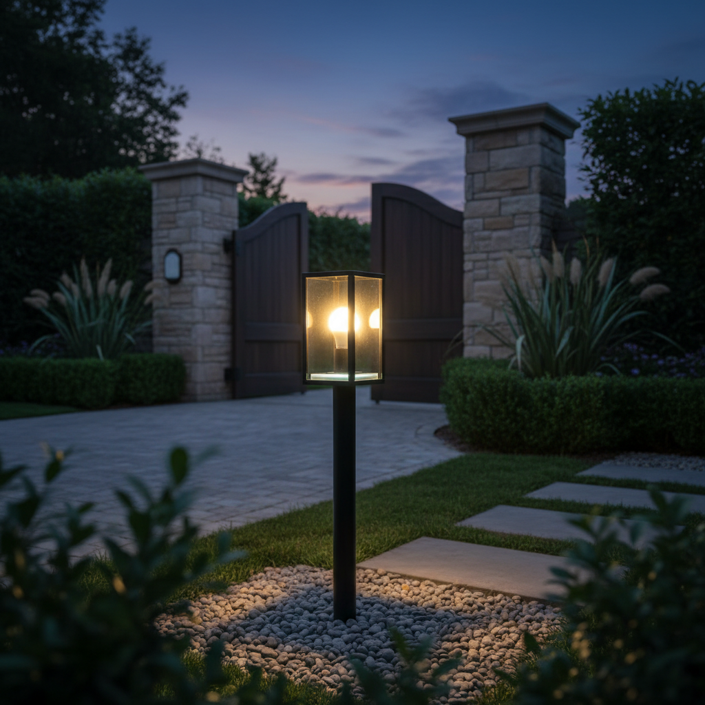 Aluminium Garden Bollard Light LL 22BL-12-08-BK