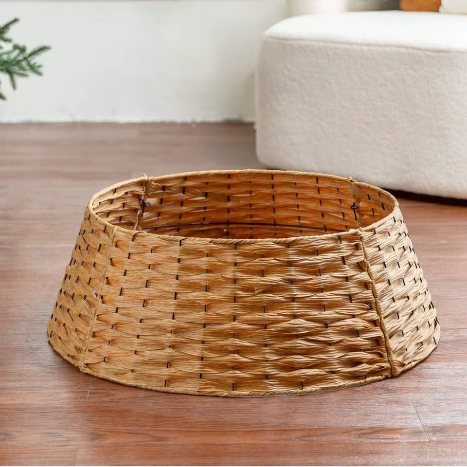 Rattan Christmas Tree Skirt Woven Tree Base Cover