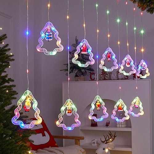 Christmas LED String Lights with Santa, Snowman, Reindeer & Christmas Tree Pendants – USB Powered