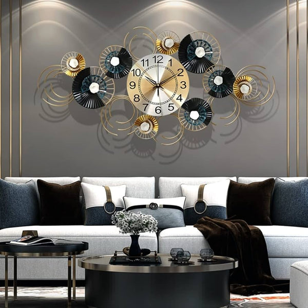 Iron Wall Clock with Flower Design