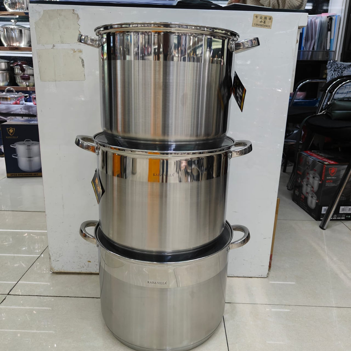 6-Piece Big Size Stainless Steel Cooking Pot Set