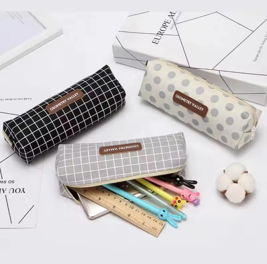 pencil and geometry pouch with fun prints