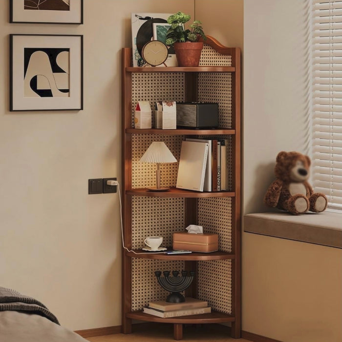 5 Tier Bamboo Corner Shelf Bookshelf, 132 cm with 90° fan shape - available in Nairobi, Kenya