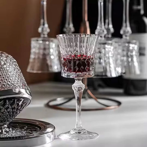 Gemelli Colllection 6pc 260ml vintage wine glasses textured glass drinkware elegant wine glass set cocktail mocktail serving glasses luxury dining table barware gift set