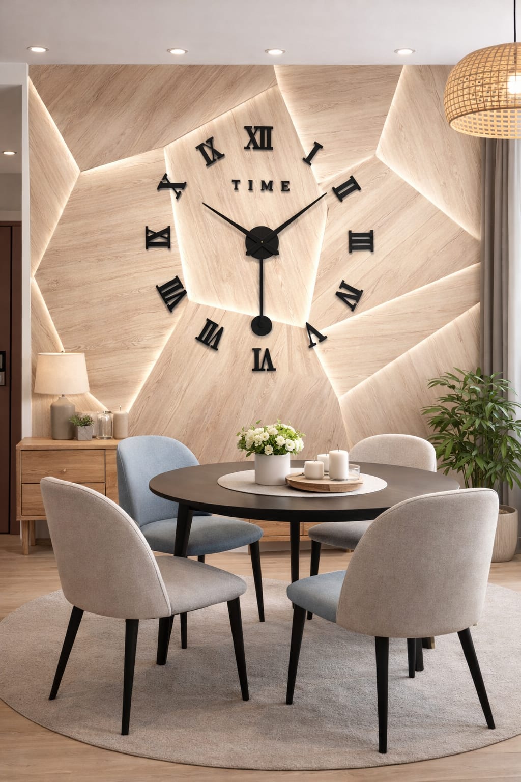 Wall Clock, 3D Roman Numeral Acrylic Mirror with Pendulum 120cm Black Gold