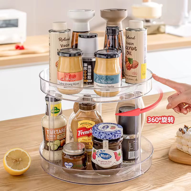 2 Layer 360° Rotating Cabinet Turntable Organiser