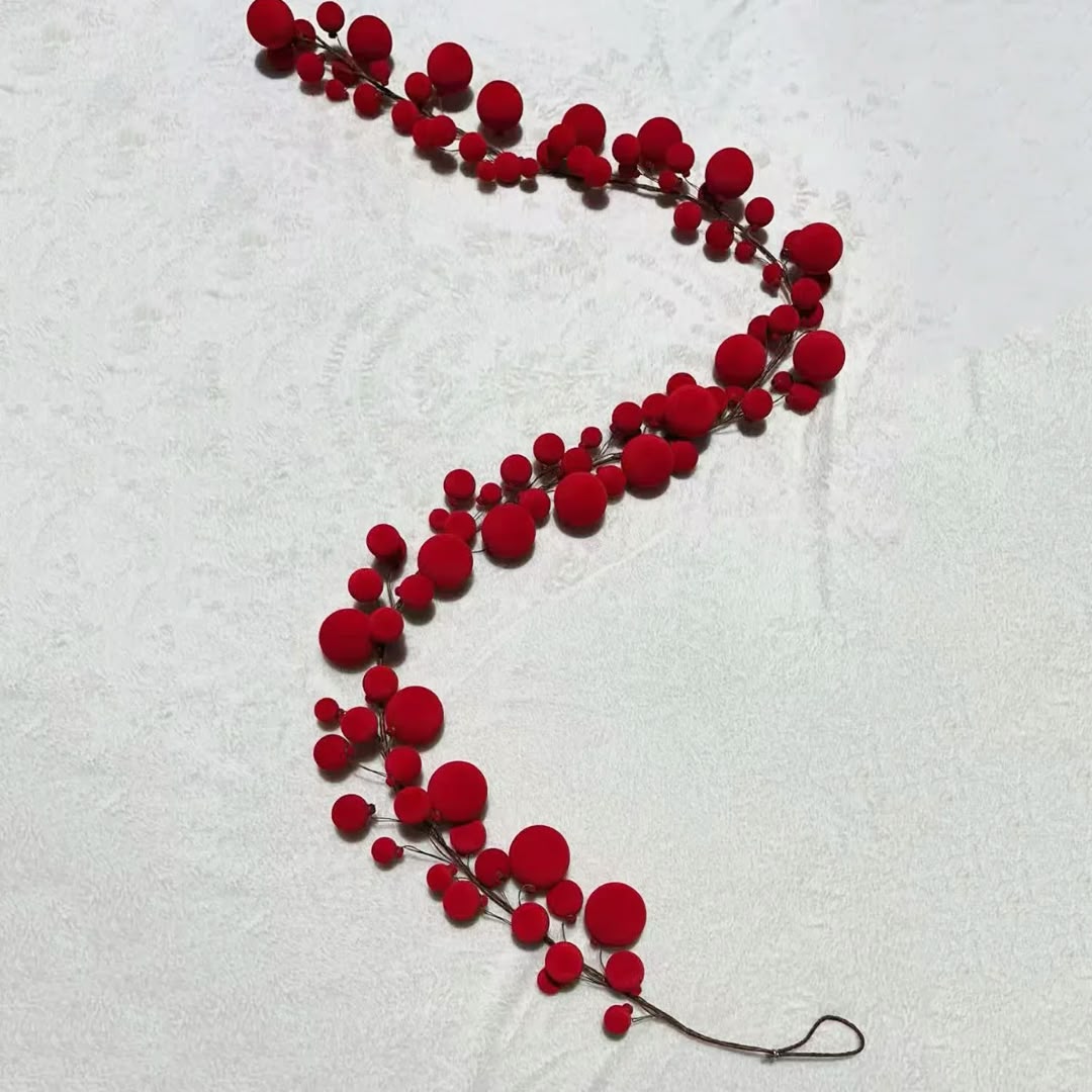 Christmas Ball Vine Garland with Flocked Pendant 1.8M