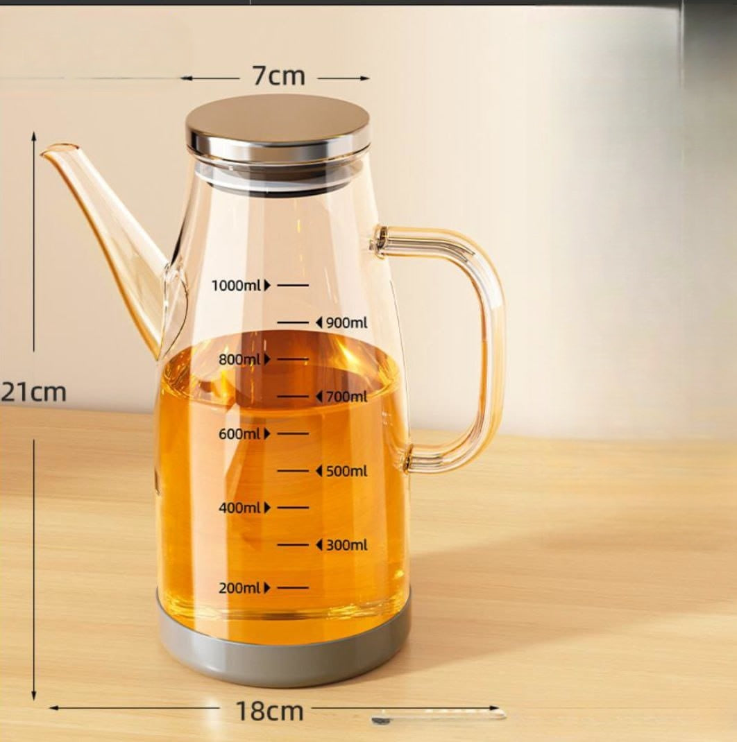 Borosilicate Glass Oil Bottle with Stainless Steel Lid