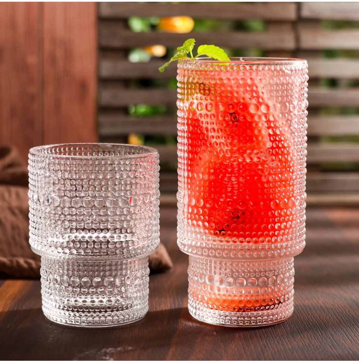 6pcs Embossed Vintage Glass Tumblers