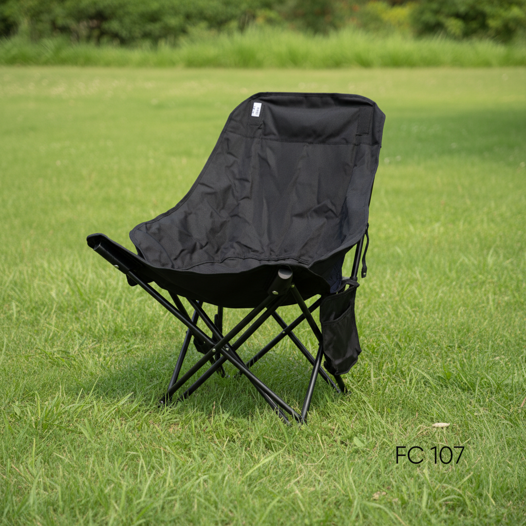 Foldable Low-Back Camping Chair with Side Pocket - FC 107