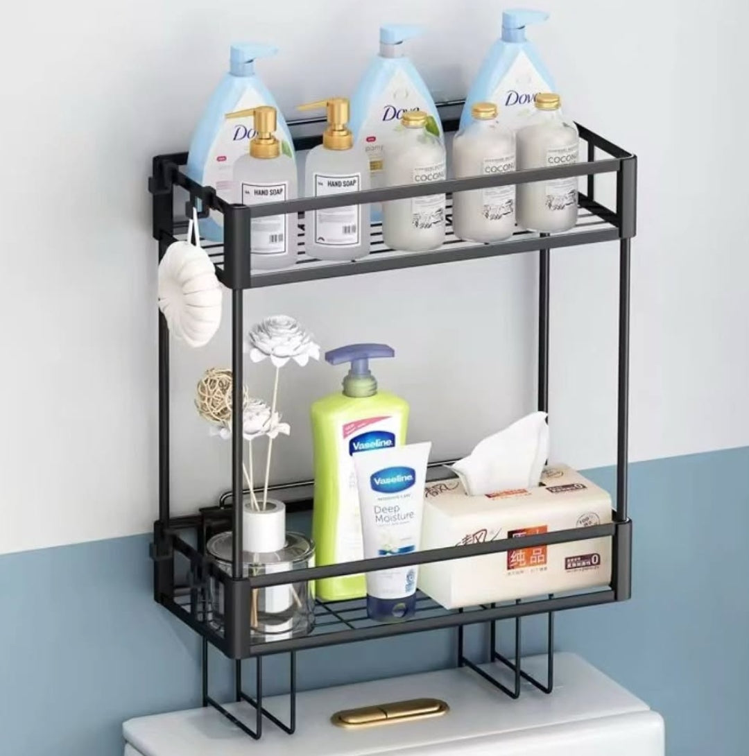 Gemelli Collections Over the toilet storage rack with multiple shelves for organizing bathroom essentials and maximizing vertical space.