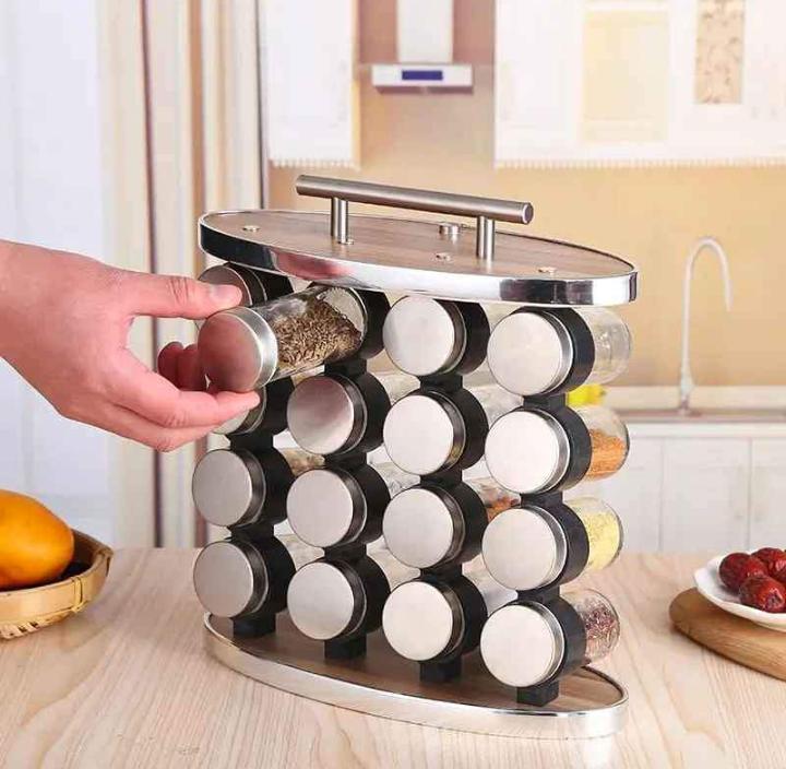 12-piece set Oval Spice Jars with Stainless Steel Lids and Rack - available in Nairobi, Kenya