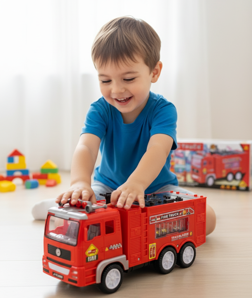 kids battery-controlled firetruck with lights and sound