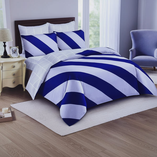 5x6 premium binded duvet set including one duvet, one bedsheet, and two pillowcases for a coordinated and organised bedroom setup.