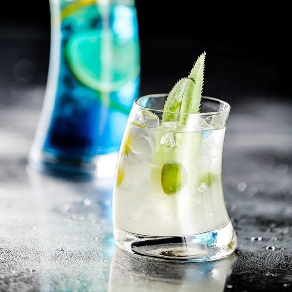 6 piece penguin curved glass set with 350ml capacity crystal clear drinking glasses featuring a unique curved design