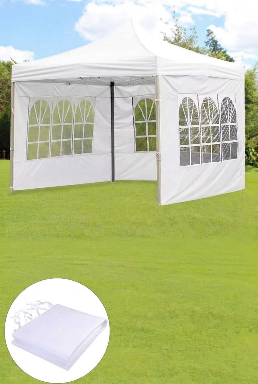 3M × 3M Foldable Outdoor Canopy Tent with Transparent Sides