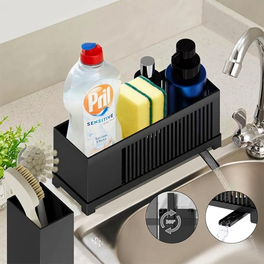 2-in-1 Non-Rust Sink Caddy Kitchen Organizer