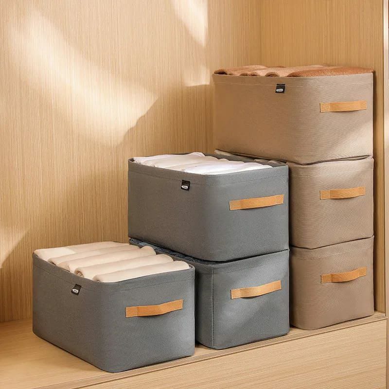 foldable multipurpose organiser jeans storage basket fabric wardrobe organiser clothes storage bin with handles