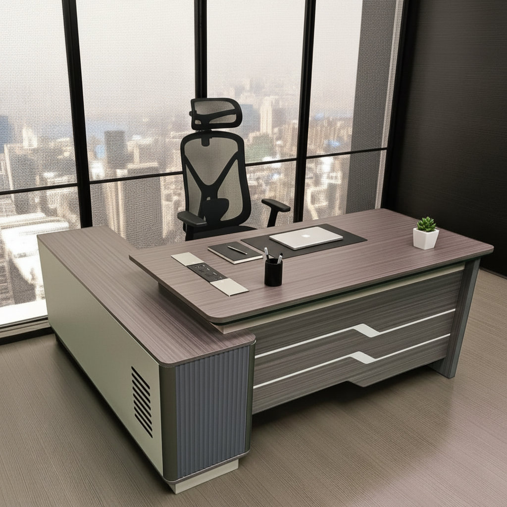 1.8m L-Shaped Office Desk with Cable Management and Storage