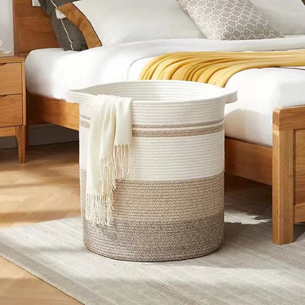 large cotton rope laundry basket handwoven foldable storage basket for dirty clothes blankets toys towels and household essentials
