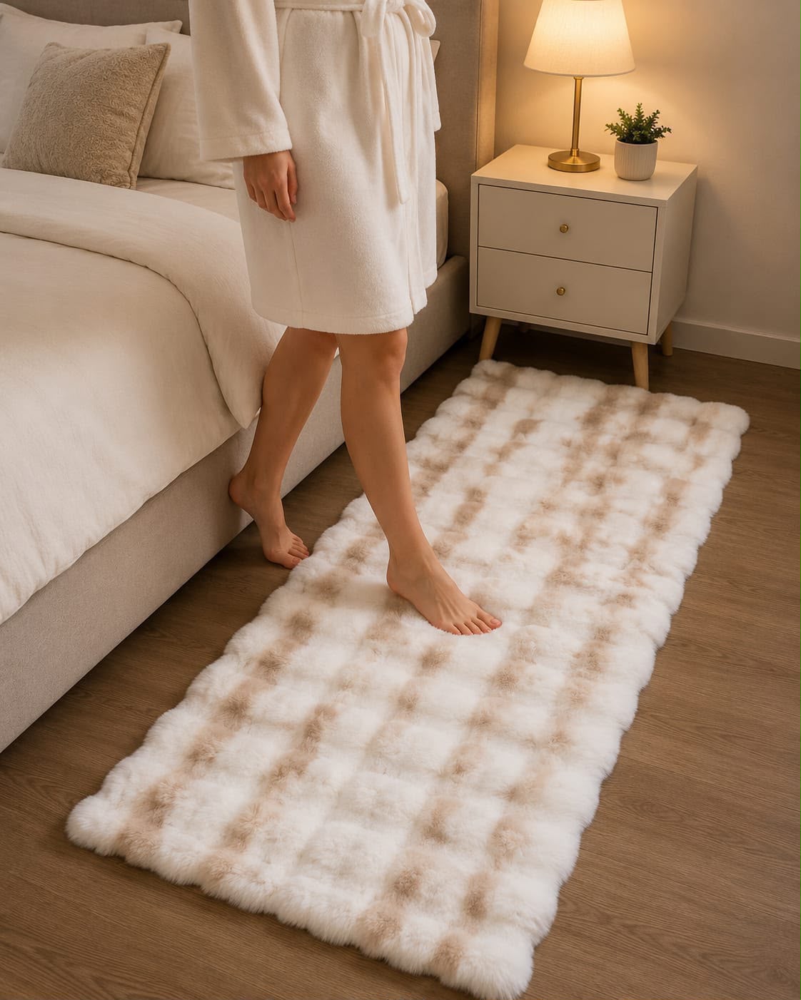 Thickened bubble velvet carpet 60x180cm soft imitation rabbit fur floor mat for bedroom bedside living room bay window sofa area cosy home décor rug.