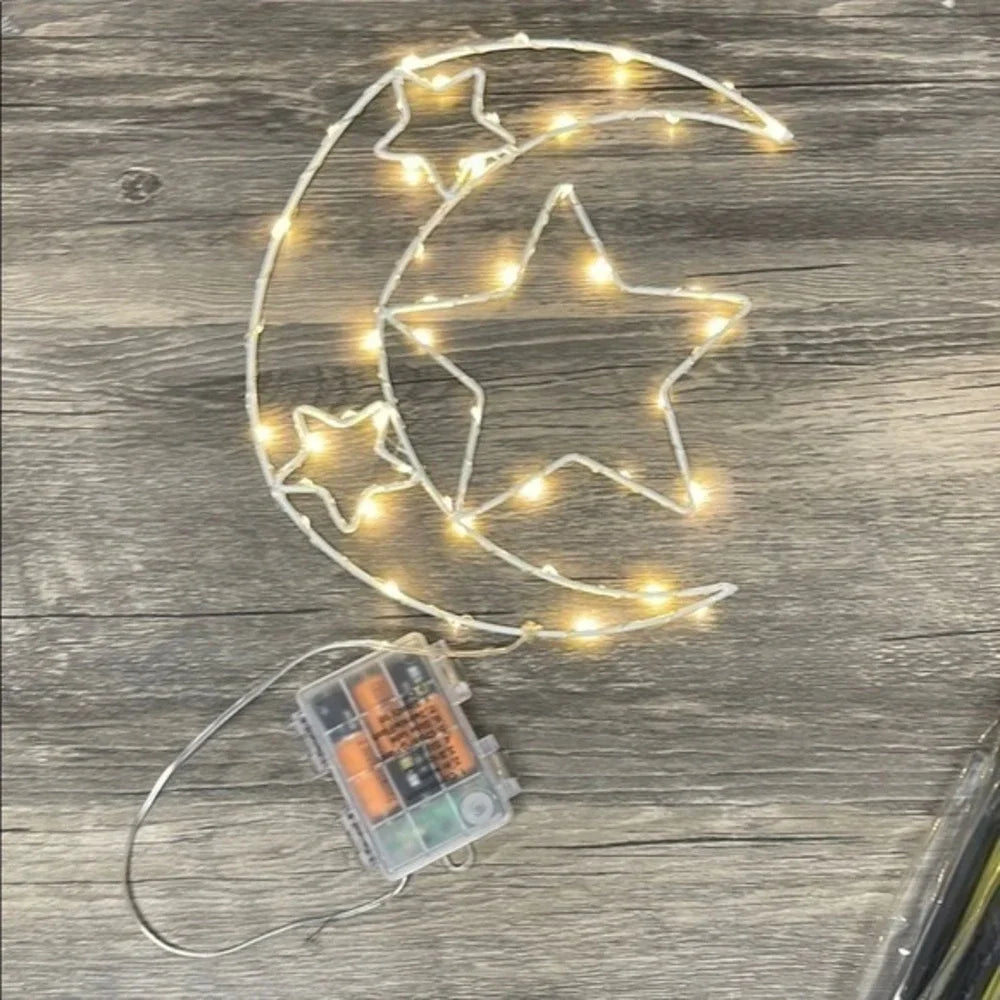 Crescent Moon With 3 Stars 42 cm Christmas Fairy Light for Festive Decorations
