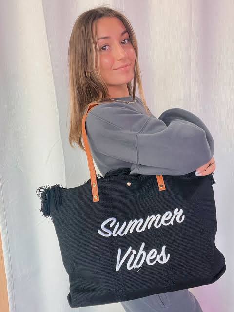 Women’s Summer Vibes Tote Bag – Pink, Green, Black, Beige, White, Stylish Everyday Tote