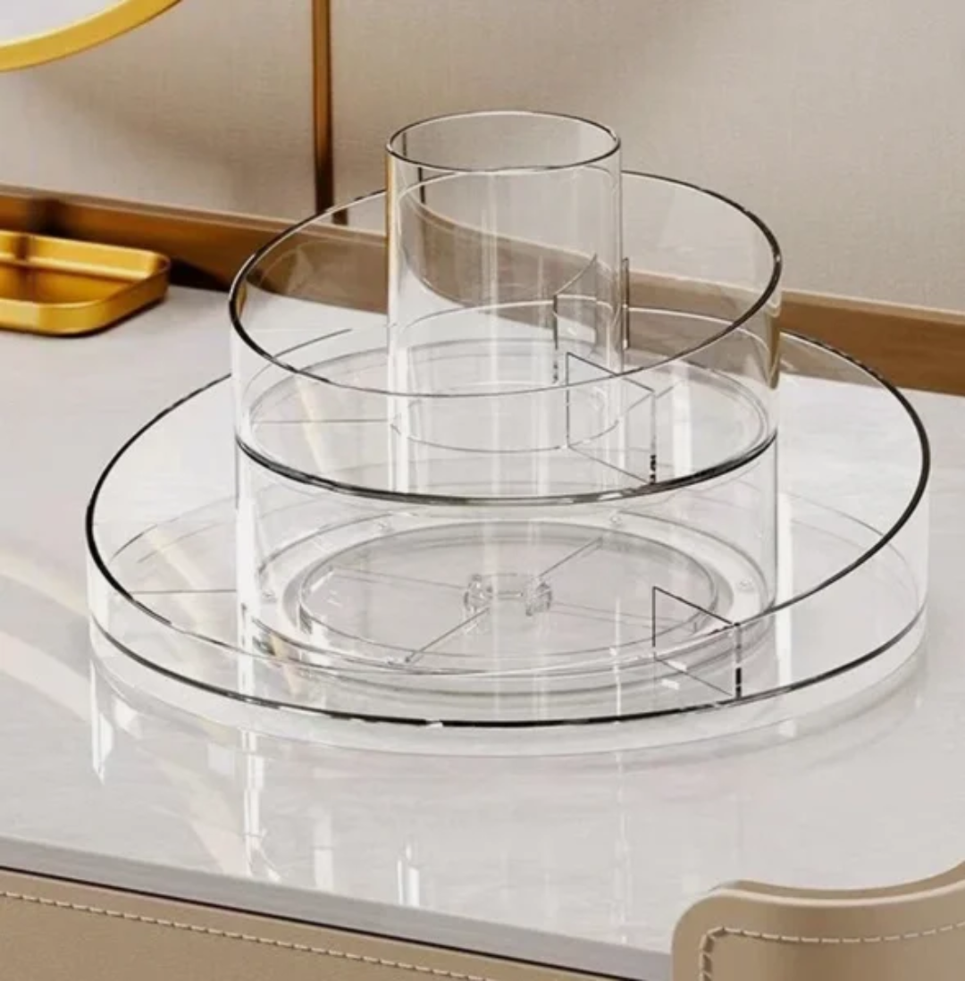 360° 2 Tier Acrylic Organiser With Rotating Base