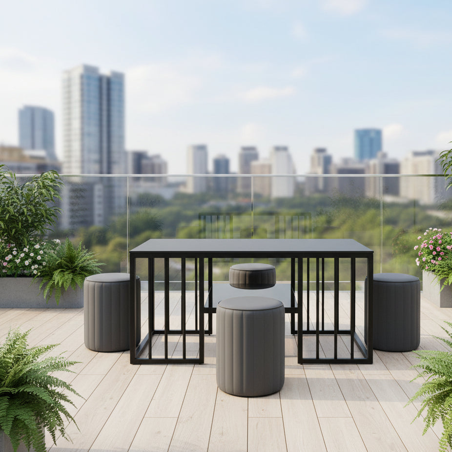 Coffee Table Set with 4 Upholstered Stools - FCT 1311